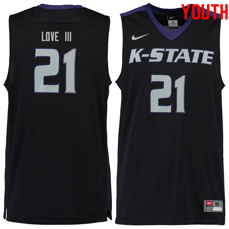 Youth #21 James Love III Kansas State Wildcats College Basketball Jerseys Sale-Black